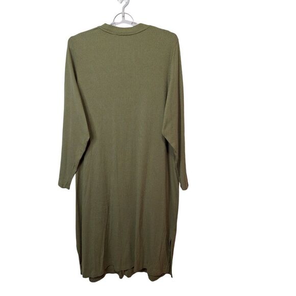 Denim & Co. Essentials Long Sleeve Button Front Rib Cardigan Size 2X Olive Green - Picture 3 of 10